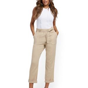 New York & Company White and Tan Jumpsuit